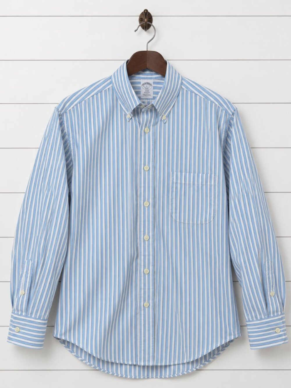 Brooks Brothers Regent Blue White Stripe Button Down Shirt Large L Preppy